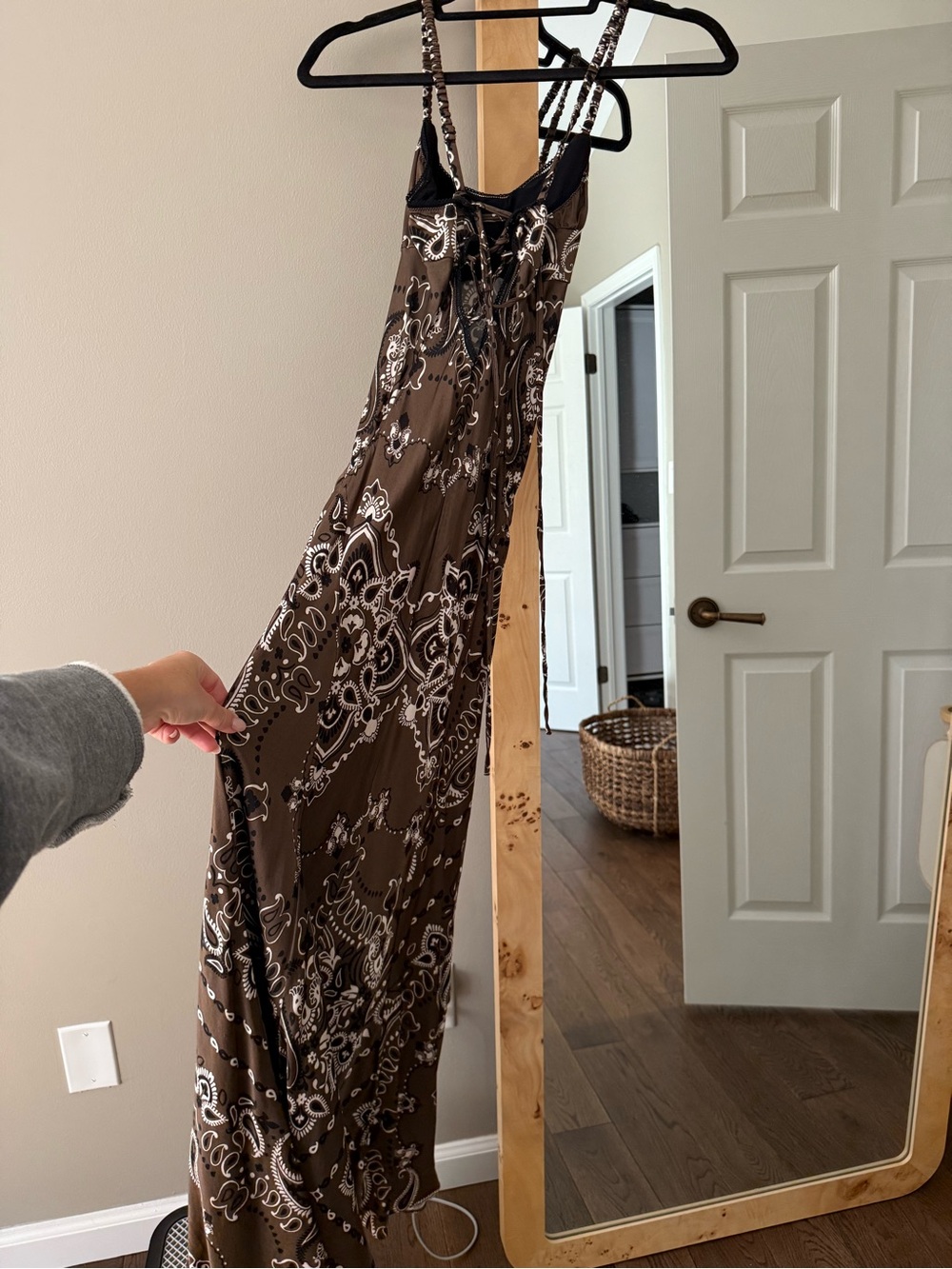 Sandro Brown and White Paisley Maxi Slip Dress - Picture 4 of 4